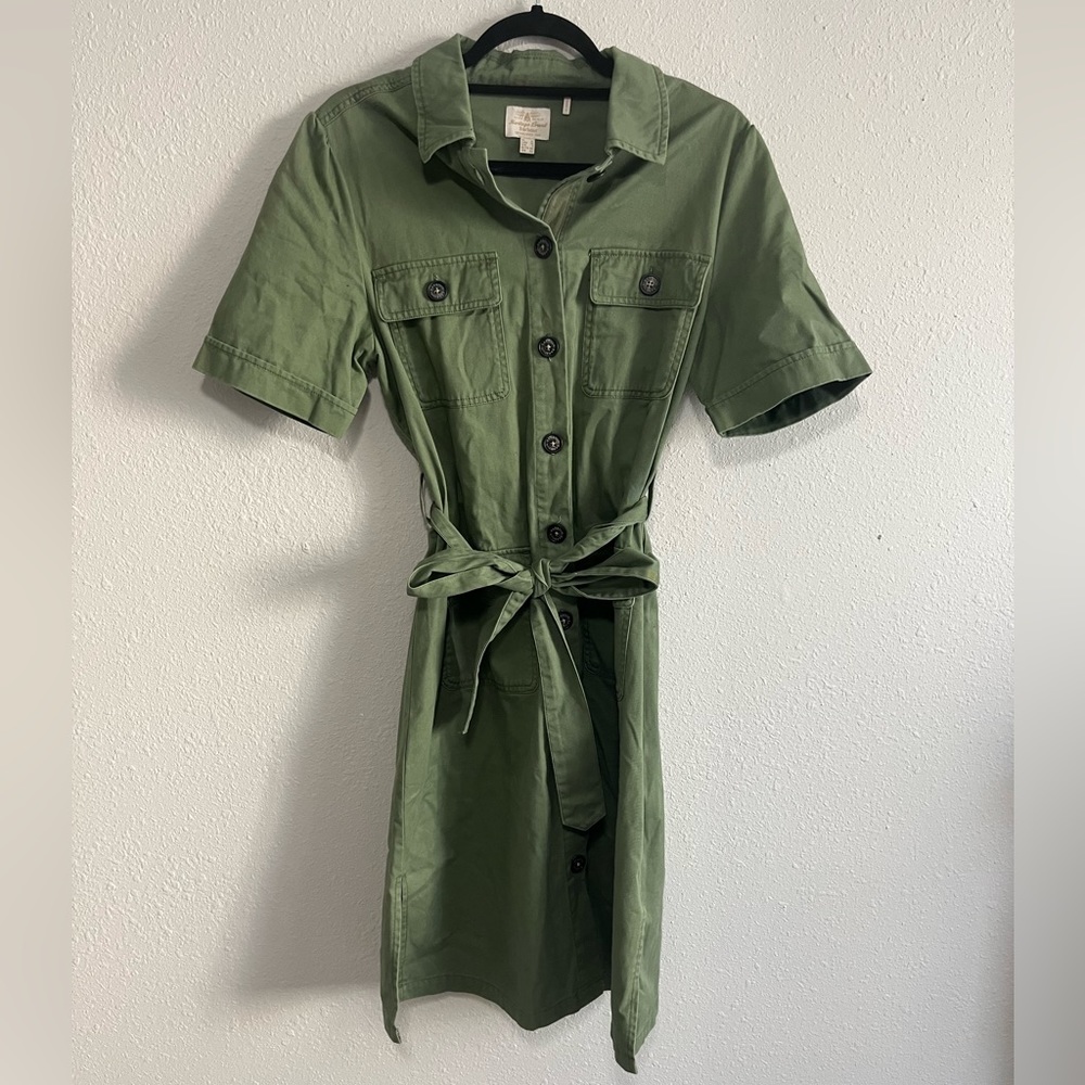 Army Green Utility Midi Dress - Barbour - Size 8